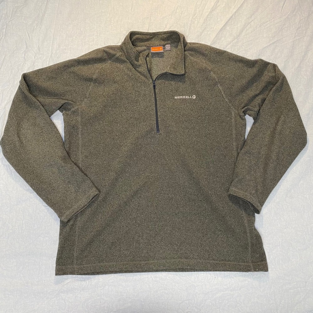 Merrell‎ Mens Quarter Zip Fleece Pullover Olive Green Textured JMF51253 Size L